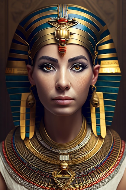 Retrato de Cleopatra, una mujer reina del antiguo Egipto