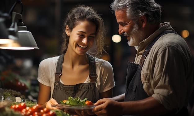 Retrato de una cliente feliz comprando verduras frescas en una tienda de comestibles