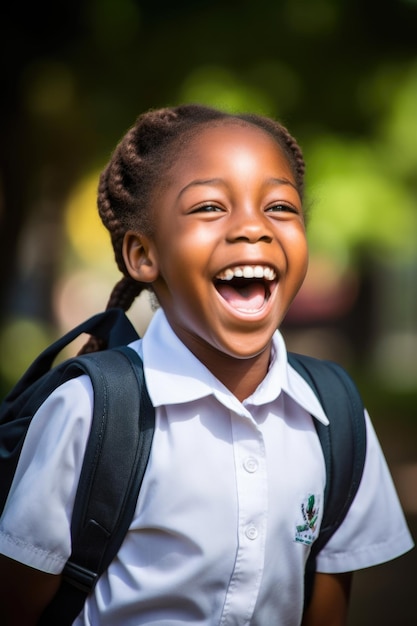 Retrato de una colegiala feliz emocionada por aprender creada con ai generativa