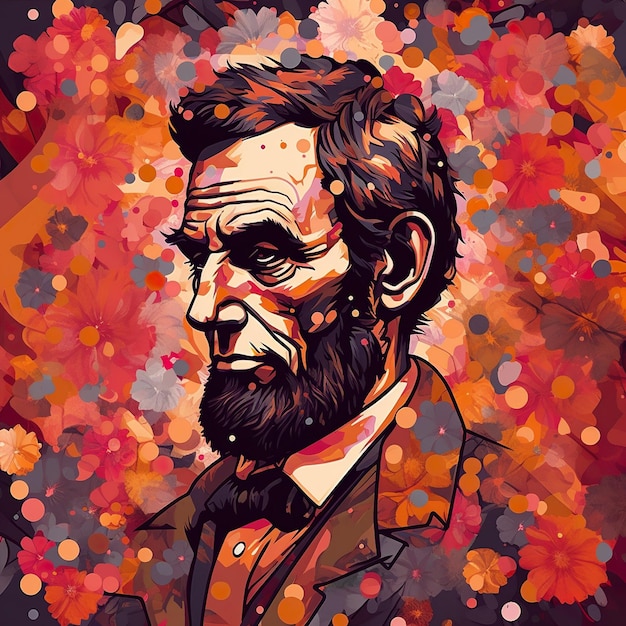 Un retrato colorido de Abraham Lincoln se muestra en una pintura colorida 4 de 4