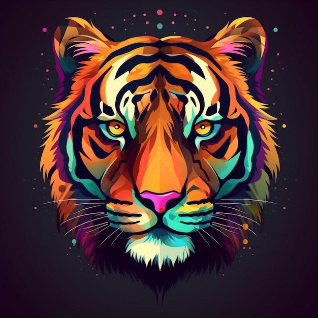retrato de un colorido diseño de ilustración de tigre