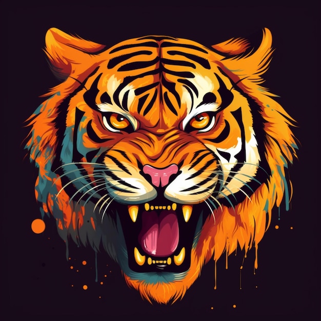 retrato de un colorido diseño de ilustración de tigre