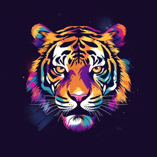 retrato de un colorido diseño de ilustración de tigre