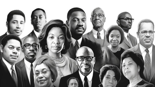 Foto retrato comemorativo de líderes influentes para o mês da história negra
