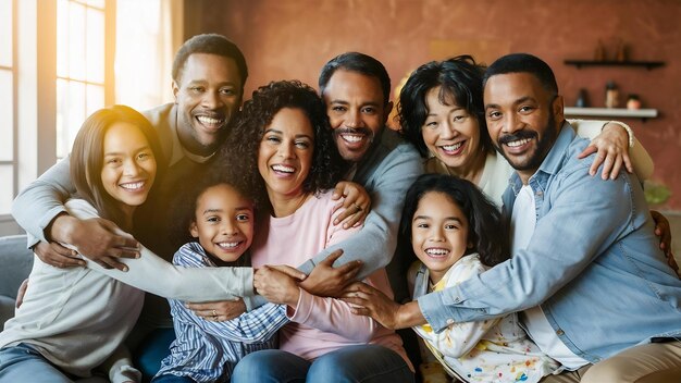 Retrato completo de una familia feliz