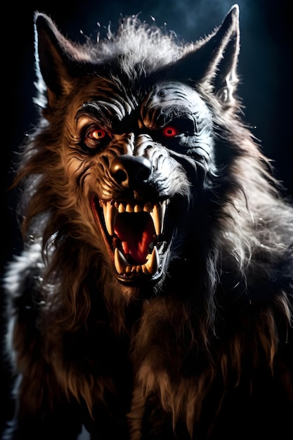 Retrato de un concepto de Halloween de hombre lobo