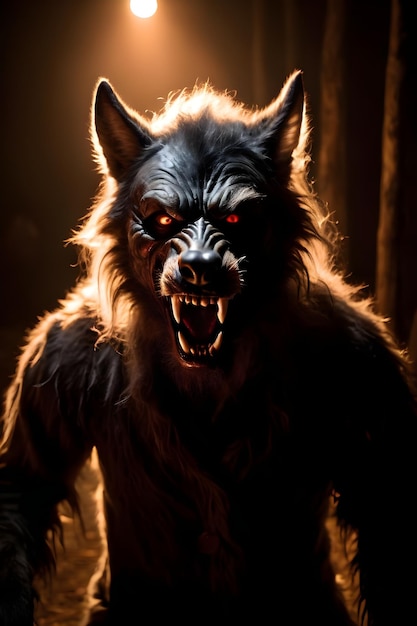 Retrato de un concepto de Halloween de hombre lobo