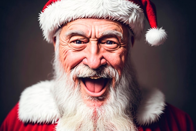 Retrato de un concepto de Navidad y Año Nuevo de Papá Noel sonriente