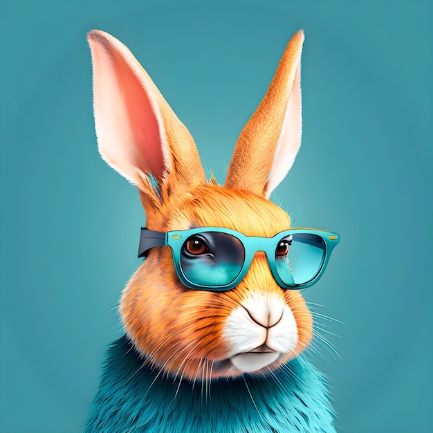 Retrato de conejo hipster Ilustración de arte divertido lindo