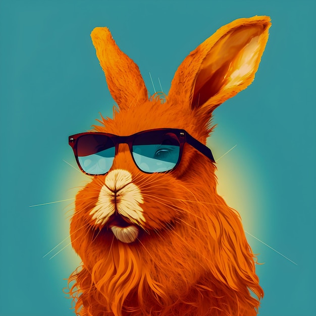 Retrato de conejo hipster Ilustración de arte divertido lindo