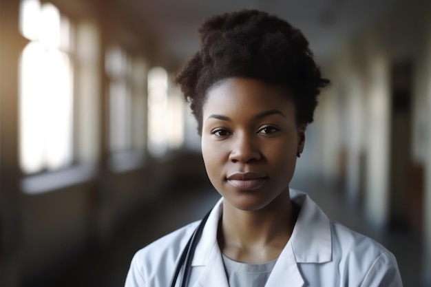 Retrato confiante médica africana profissional médica escrevendo notas de pacientes isoladas no hosp