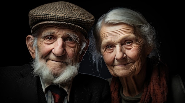 Retrato conjunto de una pareja de ancianos, marido y esposa.