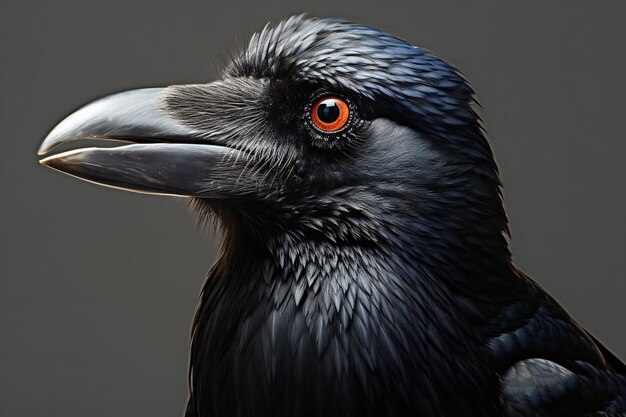 Retrato de un cuervo negro Corvus corax