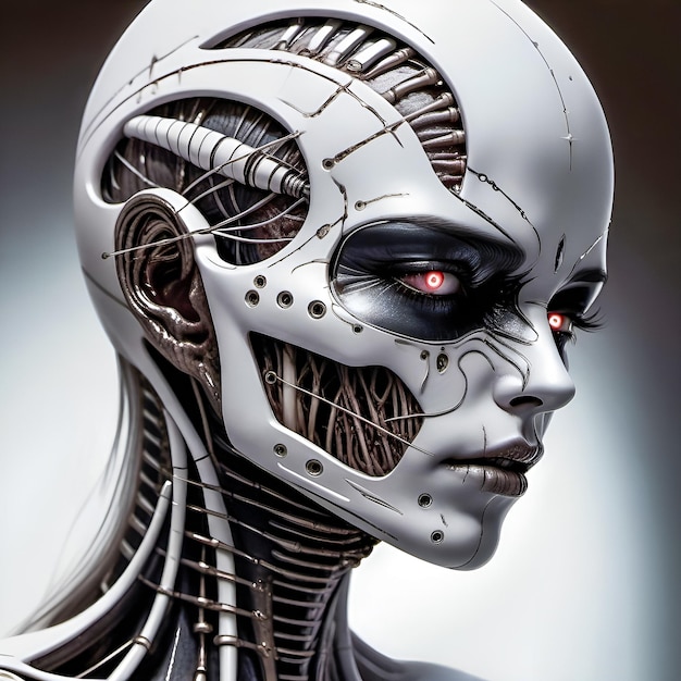 Foto retrato de un cyborg en primer plano