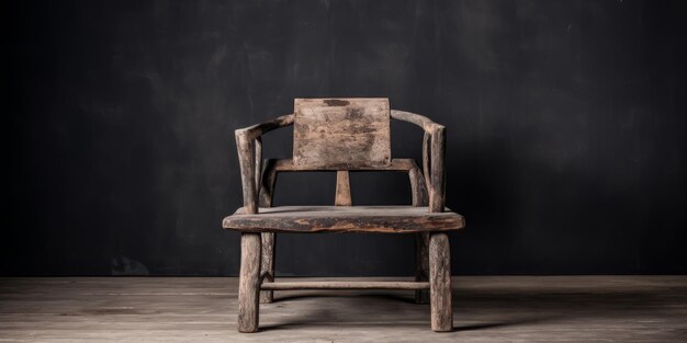 Retrato da cadeira de madeira WabiSabi
