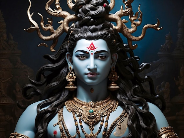 Retrato da divindade hindu Shiva Brahma Hinduismo conceito de fundo modelo religioso