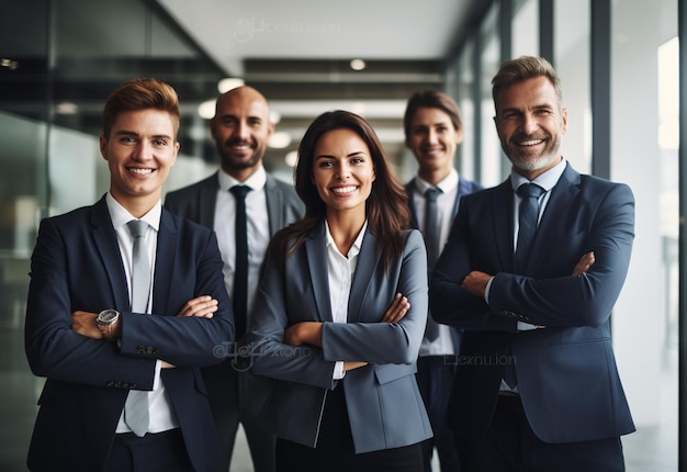 Retrato da equipe de negócios rindo no escritório