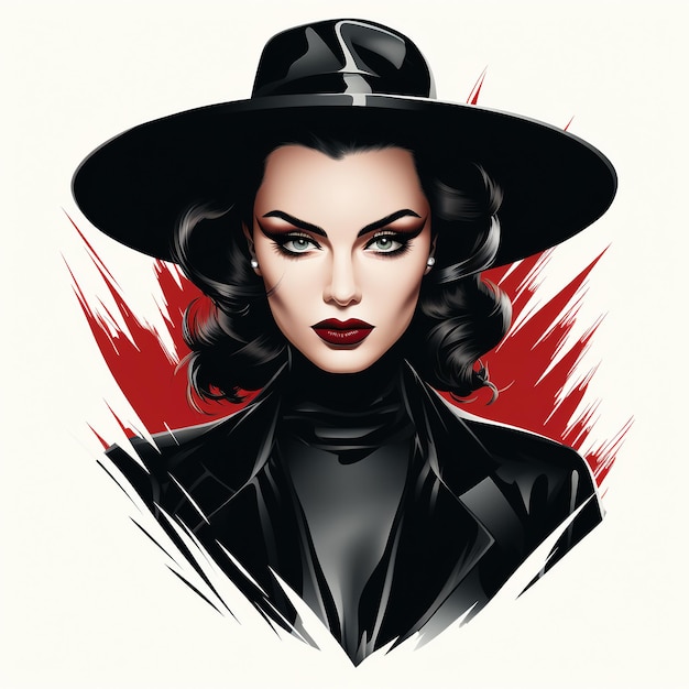 Retrato da mulher bruxa e vampiro Halloween o conceito do logotipo da força do mal da traição