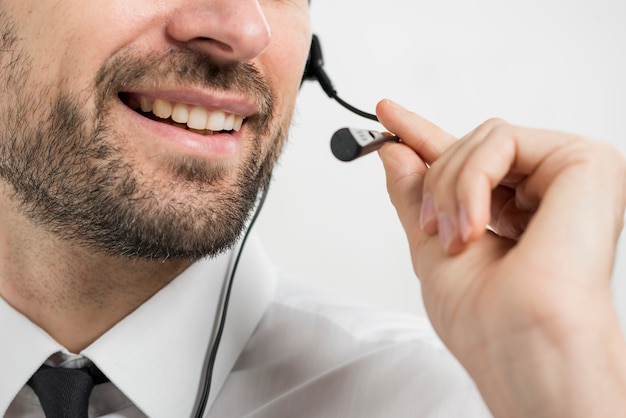 Foto retrato de agente de call center