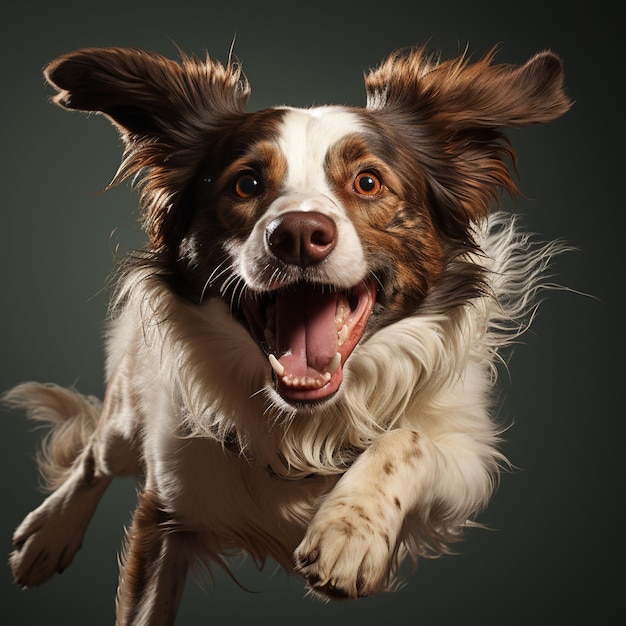 Retrato de alta velocidade de um cão pastor australiano enquanto corre