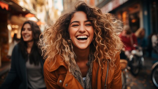 Foto retrato de amigos felizes sentados em um café