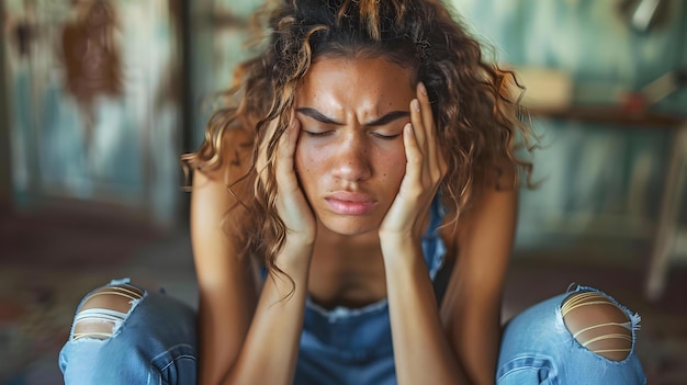 Foto retrato de angústia superar a ansiedade conceito saúde mental estratégias de enfrentamento superar a angústia