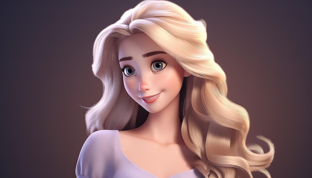 retrato de animação com cabelo loiro 3d