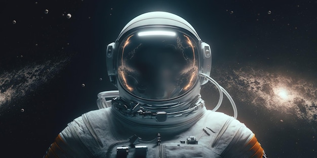 Retrato de astronauta flutuando no espaço Generative AI