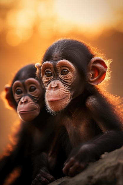 Retrato de bebês chimpanzés