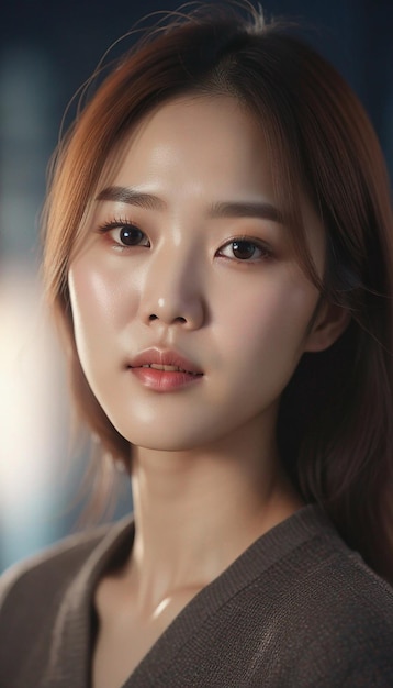 Retrato de belas mulheres coreanas com fundo de estúdio gerado por IA