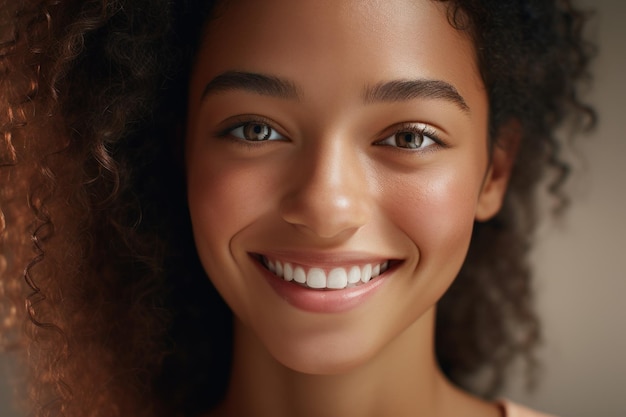 Retrato de beleza de jovem mulher afro-americana com pele perfeita IA generativa