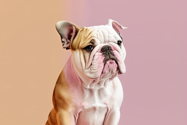 Retrato de buldogue colorido em cores pastel Generative AI