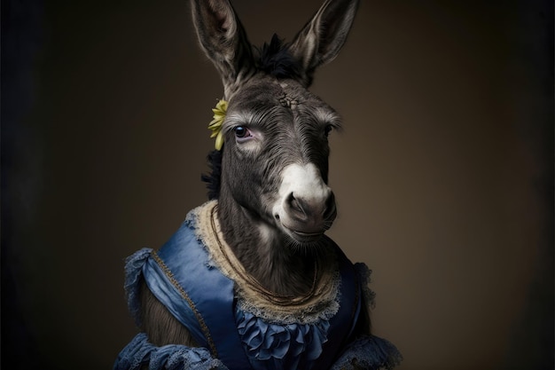 Retrato de burro em um vestido vitoriano