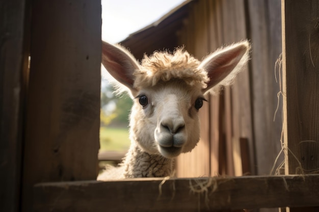 Retrato de cabeça de lã animal de criação mamífero fofo pele engraçada alpaca