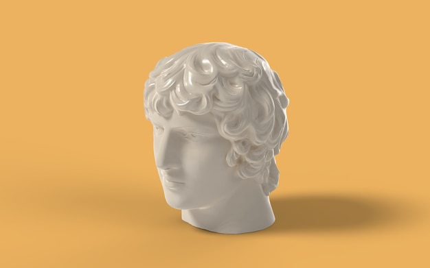 Retrato de cabeça de rocha branca de Antínous imagem 3d isolada