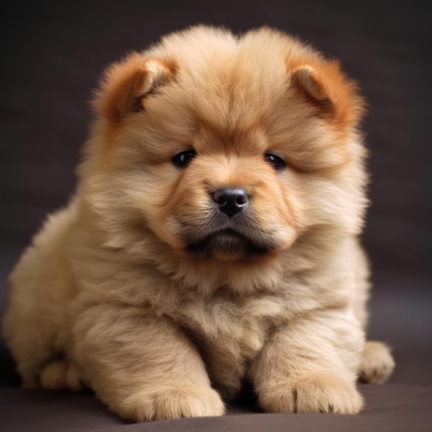 Retrato de cachorro chow chow fofo em fundo escuro criado usando tecnologia generativa de IA