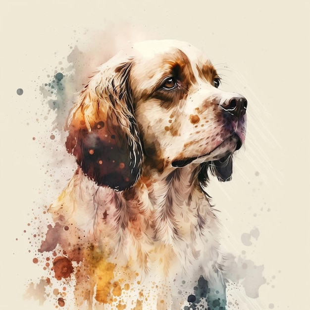 Retrato de cachorro em estilo aquarela