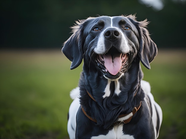 Retrato de cachorro feliz no campo ai generative