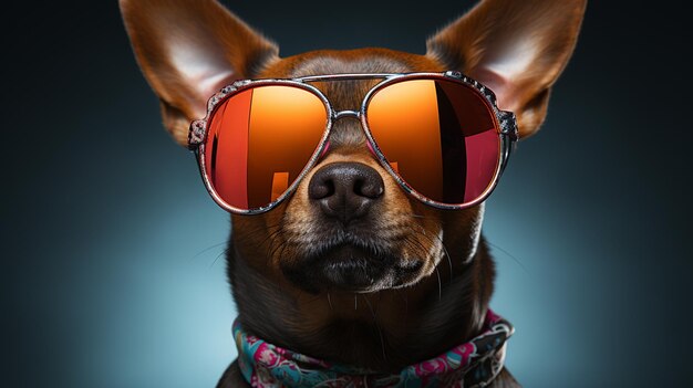 Retrato de cachorro usando óculos de sol generative ai