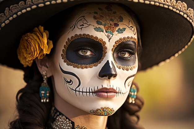 Retrato de catrina ao ar livre Os mexicanos celebram o Dia dos Mortos com um sabor distinto