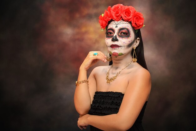 Retrato de Catrina típica personagem mexicana representativa do dia dos mortos