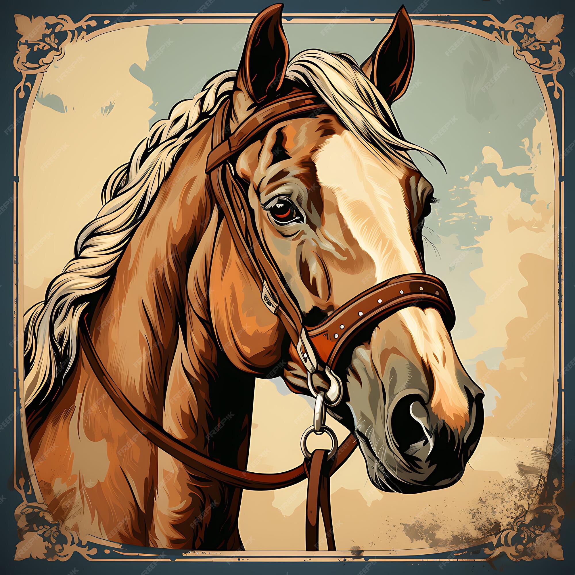 ornamentado retrato do uma cavalo, frente visualizar. decorativo