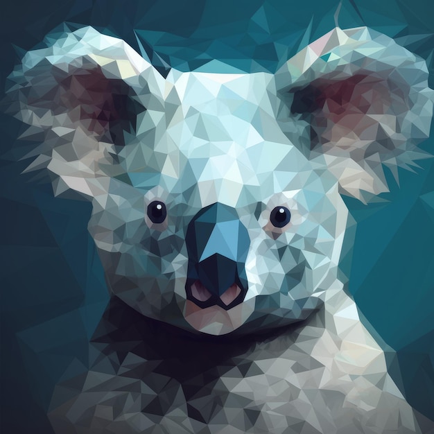Retrato de coala Low Poly em estilo surreal