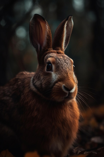Retrato de coelho Fotografia com iluminação dramática e cinematográfica IA generativa
