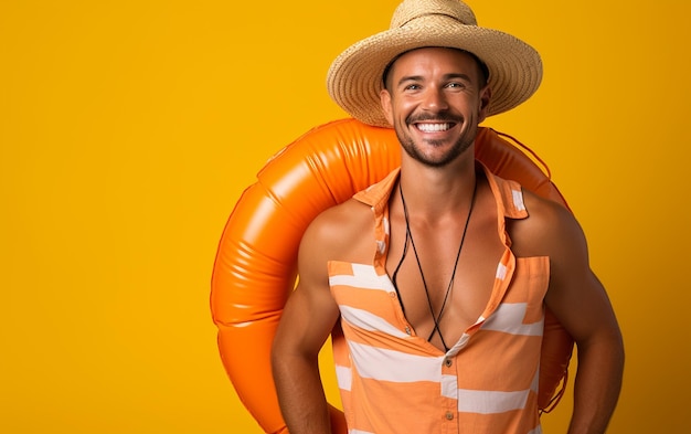 Retrato de corpo inteiro de um jovem turista feliz, alegre e elegante