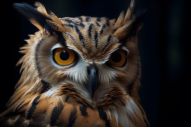 Foto retrato de coruja bubo bubo