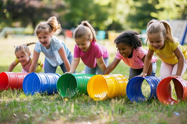 Foto retrato de crianças brincando de tênis