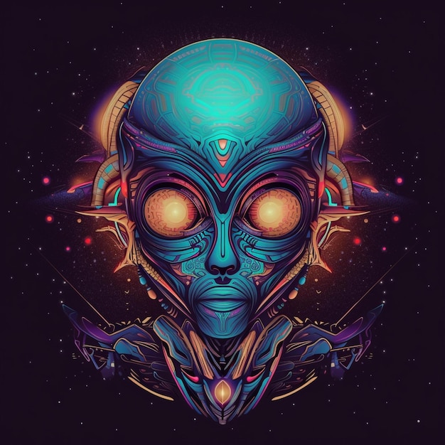 retrato de design de ilustração alienígena