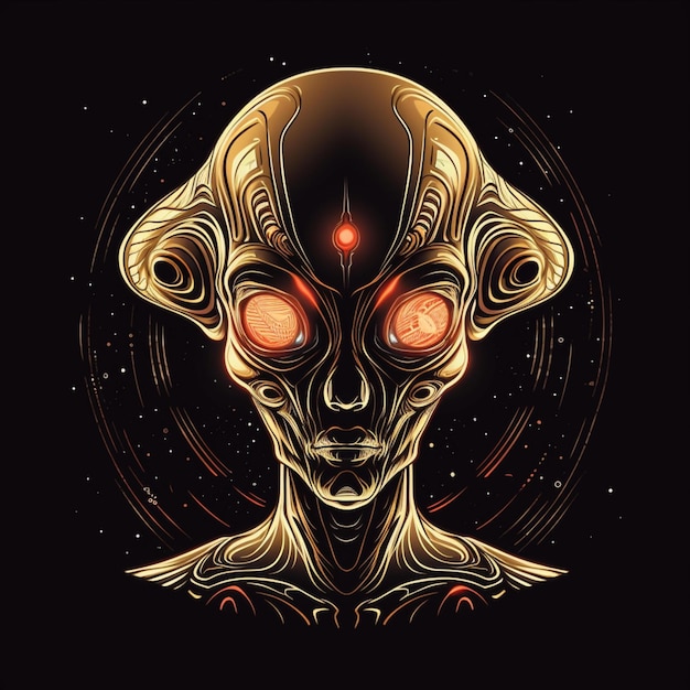 retrato de design de ilustração alienígena