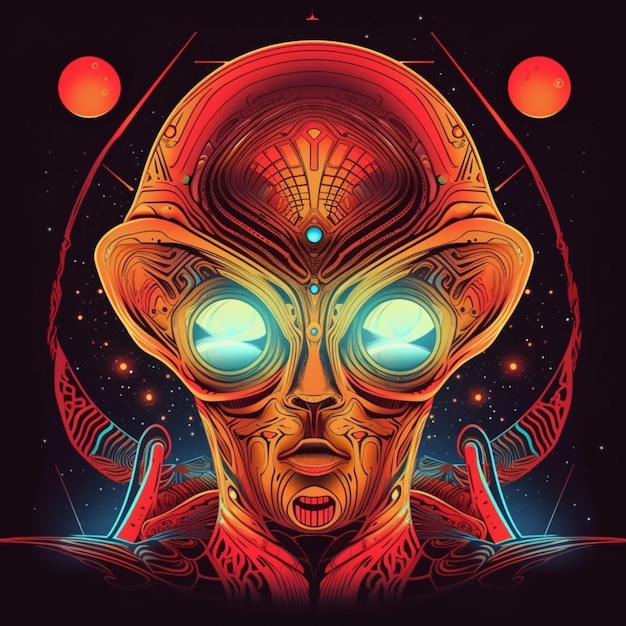 retrato de design de ilustração alienígena